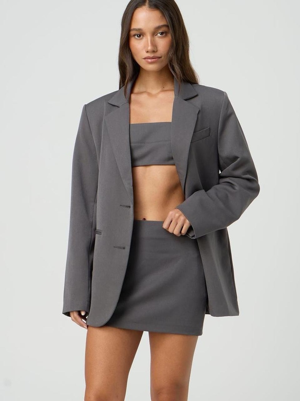 Glassons Gray tailored A line mini skirt